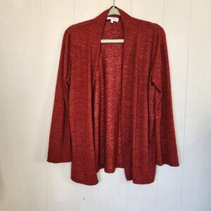Northern Reflections Red Burgundy Open Front Jersey Cardigan Top Long Sleeve
